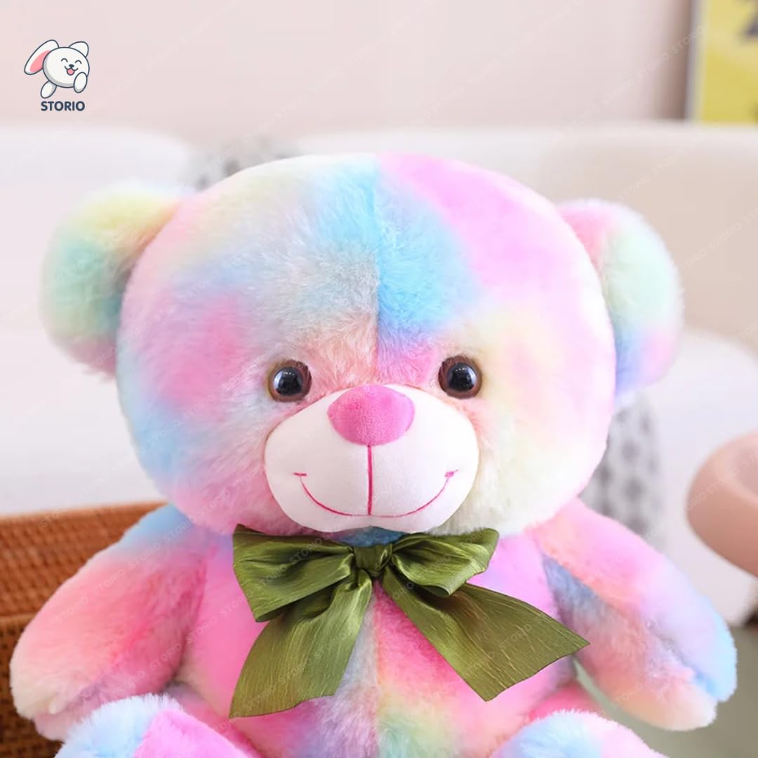 Kidiosy Toy Cute Rainbow Huggable Teddy Bear 30cm – Soft Plushie Gift for Baby Boys & Girls