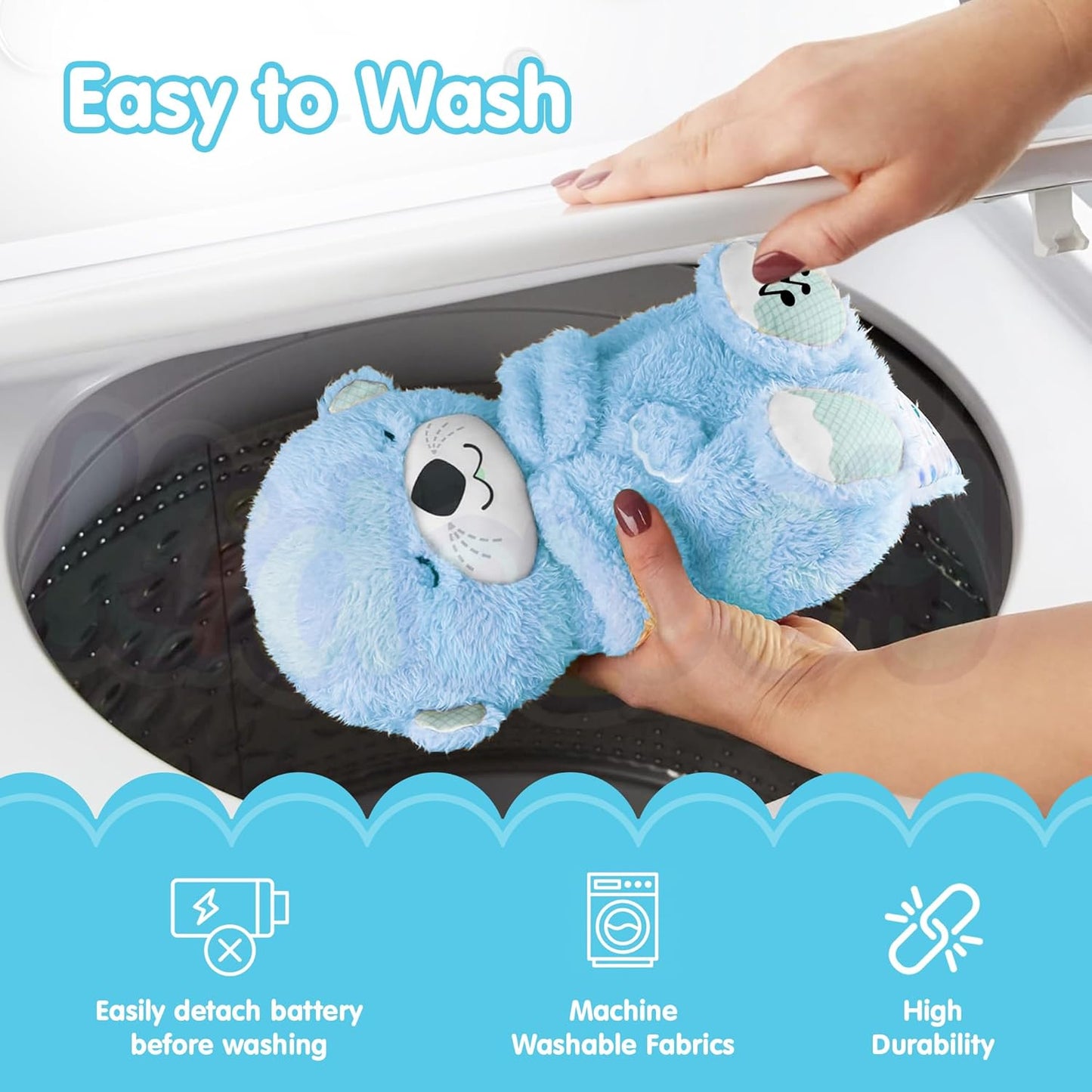 Kidorra Breathing Teddy Bear with Music & Lights β Soft Sensory Toy for Newborns, Light Blue