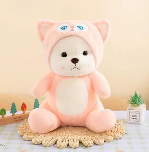 ZEXSAZONE Toy Cute I Hoodie Teddy Colored Huggable Bear | 32 cm | Plushie Soft Toys for Kids | Plush Soft Toys for Baby Boys and Girls Kids - Teddy | Best Valentine Gift (Pink)
