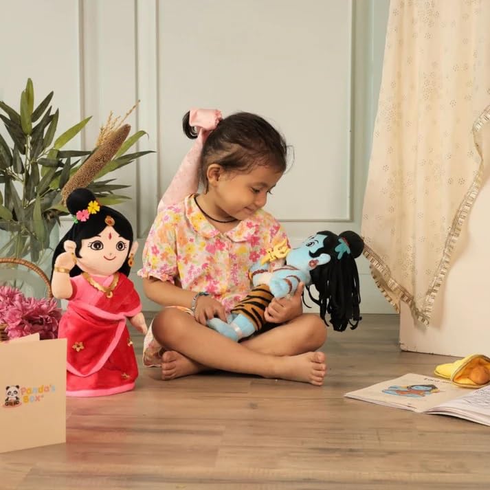 Pivana's Box Shiva-Parvati Plush Toy Duo (Non-Musical) | Soft Gift Set for Babies & Toddlers