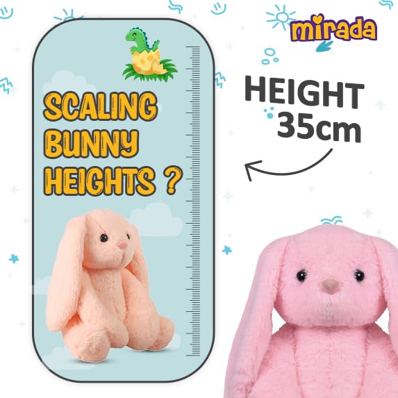 Mivona Coral Bunny Plush Toy for Kids – 35cm Soft Huggable Rabbit with Long Floppy Ears & Cuddly Fur