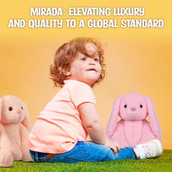 Mivona Coral Bunny Plush Toy for Kids – 35cm Soft Huggable Rabbit with Long Floppy Ears & Cuddly Fur