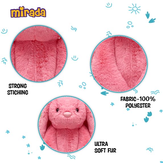 Mivona Coral Bunny Plush Toy for Kids – 35cm Soft Huggable Rabbit with Long Floppy Ears & Cuddly Fur