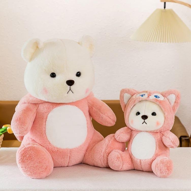 ZEXSAZONE Toy Cute I Hoodie Teddy Colored Huggable Bear | 32 cm | Plushie Soft Toys for Kids | Plush Soft Toys for Baby Boys and Girls Kids - Teddy | Best Valentine Gift (Pink)
