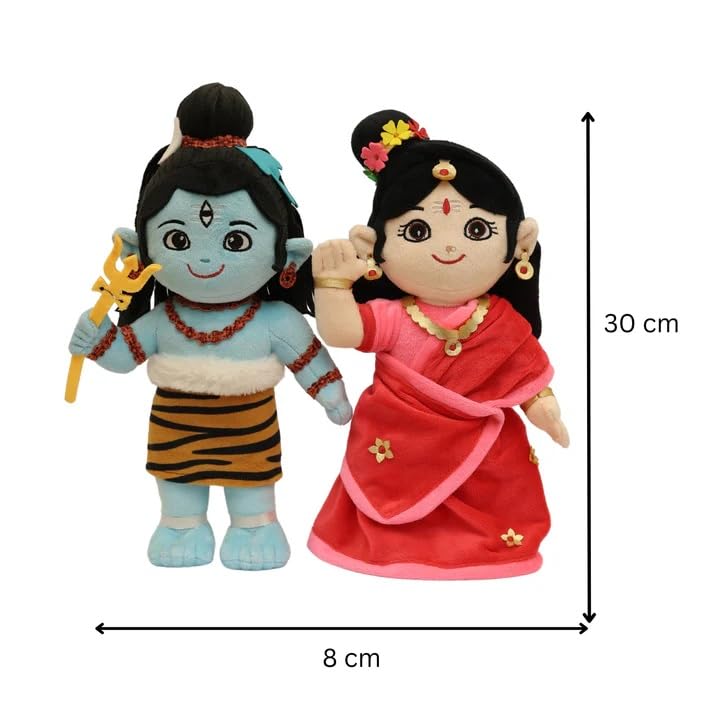 Pivana's Box Shiva-Parvati Plush Toy Duo (Non-Musical) | Soft Gift Set for Babies & Toddlers