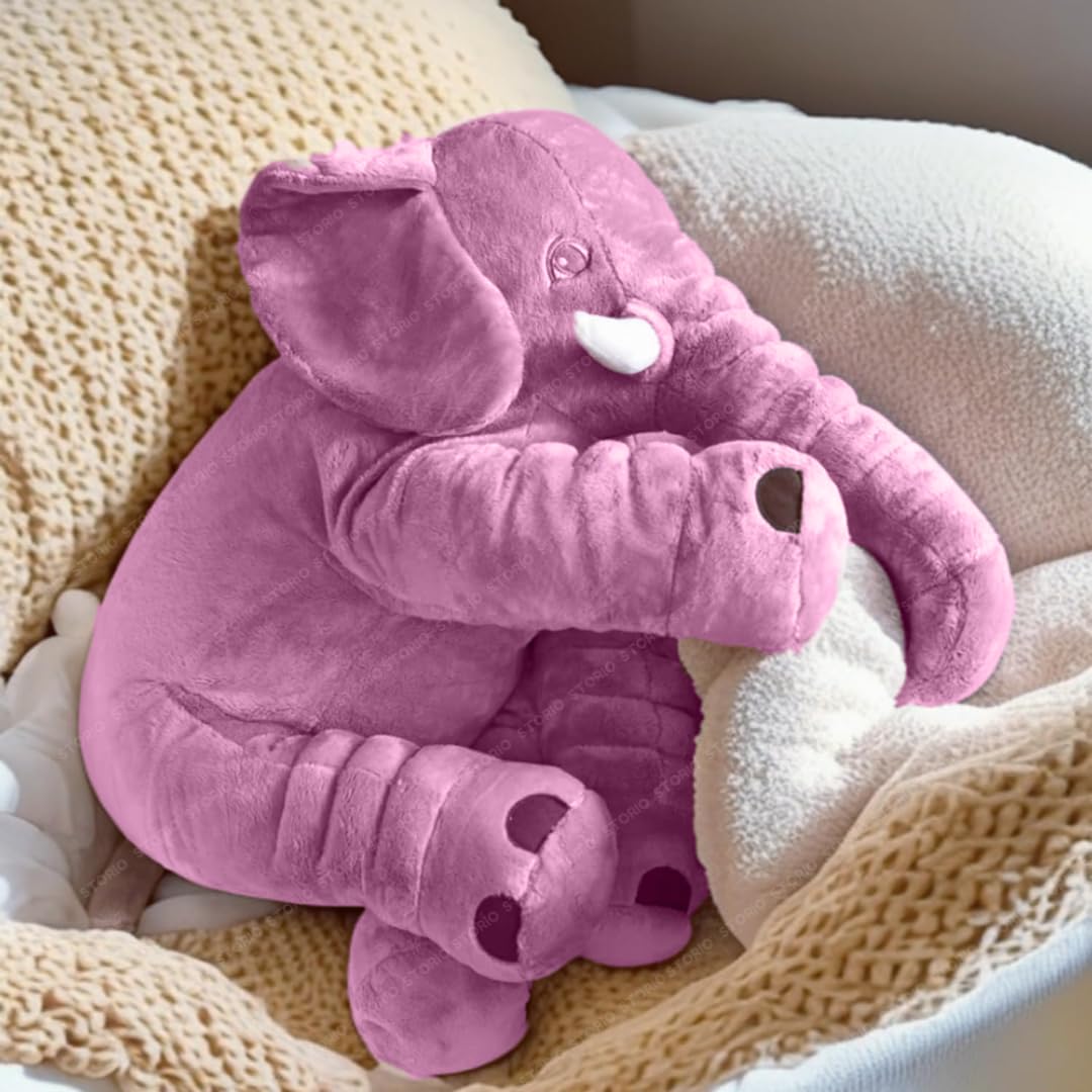 Snuzzle Big Stuffed Elephant Baby Pillow Soft Plush Toy for Kids – Cuddly Birthday Gift (Pink)