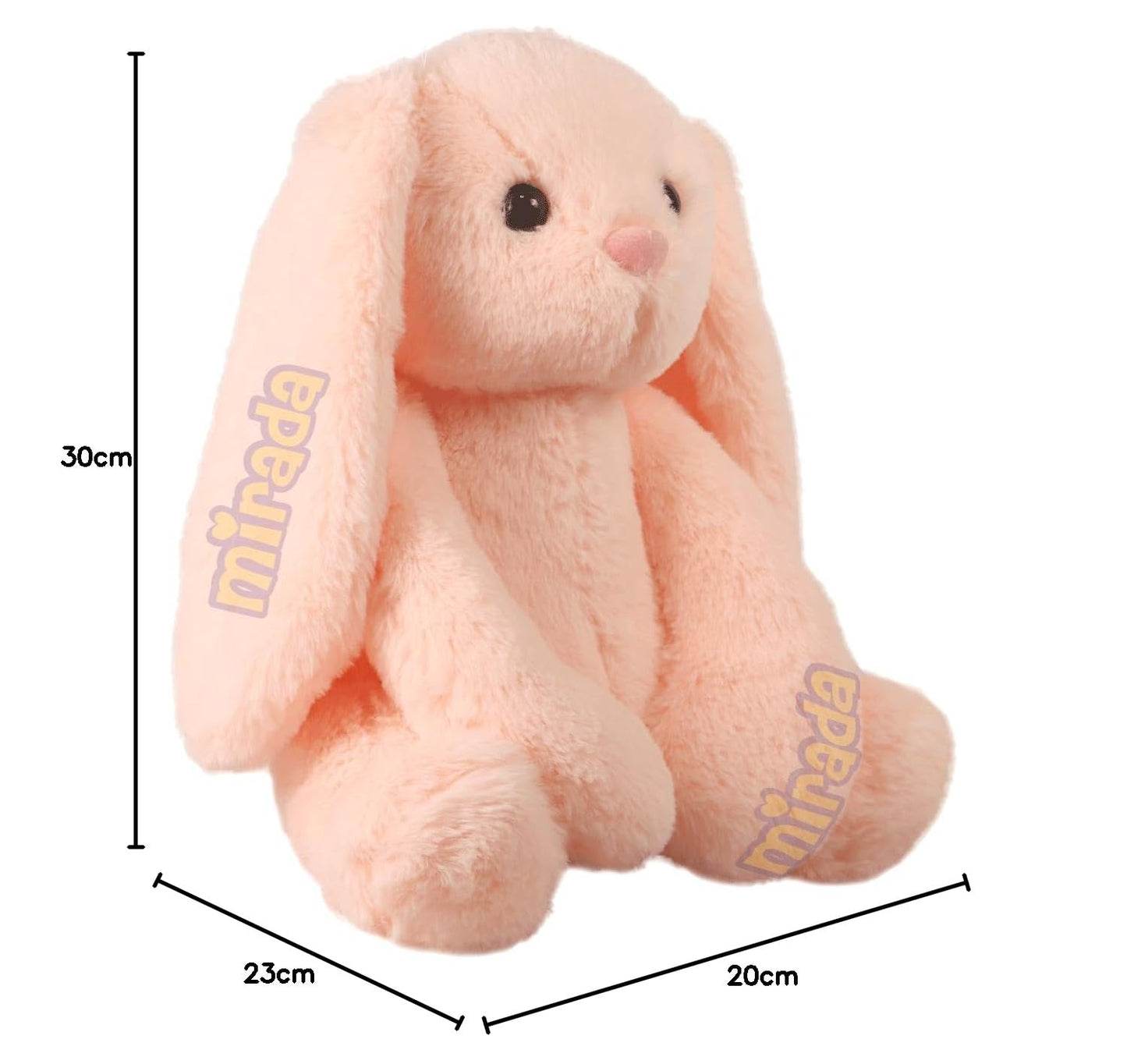 Mivona Peach Bunny Soft Toy for Kids | Huggable 35cm Plush Rabbit with Long Ears | Ultra-Soft Gift