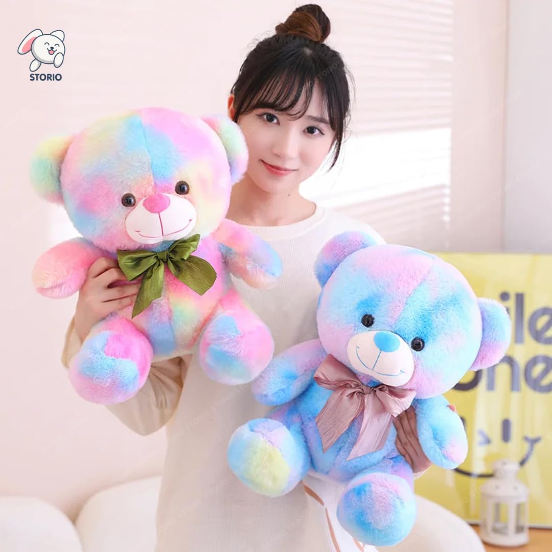 Kidiosy Toy Cute Rainbow Huggable Teddy Bear 30cm – Soft Plushie Gift for Baby Boys & Girls