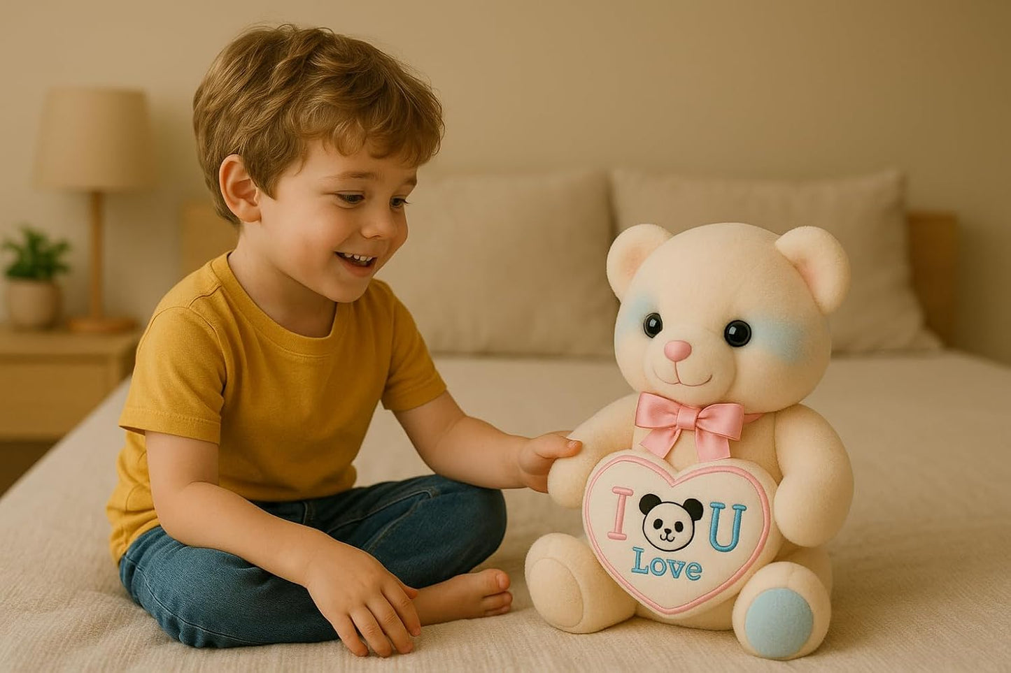 Snuggleo Cute Rainbow Teddy Bear with Heart – Soft, Huggable Plush Toy for Kids & Special Occasions