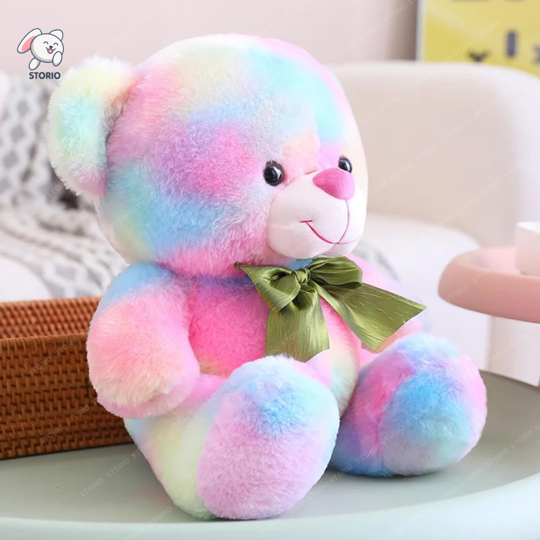 Kidiosy Toy Cute Rainbow Huggable Teddy Bear 30cm – Soft Plushie Gift for Baby Boys & Girls