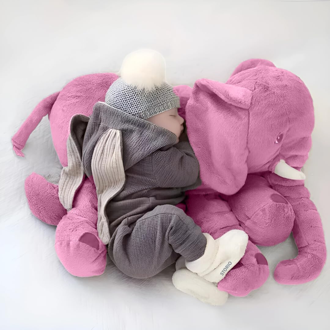 Snuzzle Big Stuffed Elephant Baby Pillow Soft Plush Toy for Kids – Cuddly Birthday Gift (Pink)