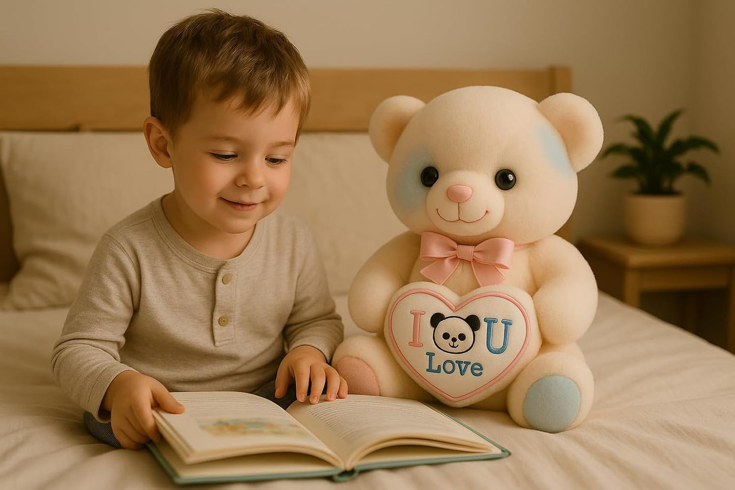 Snuggleo Cute Rainbow Teddy Bear with Heart – Soft, Huggable Plush Toy for Kids & Special Occasions