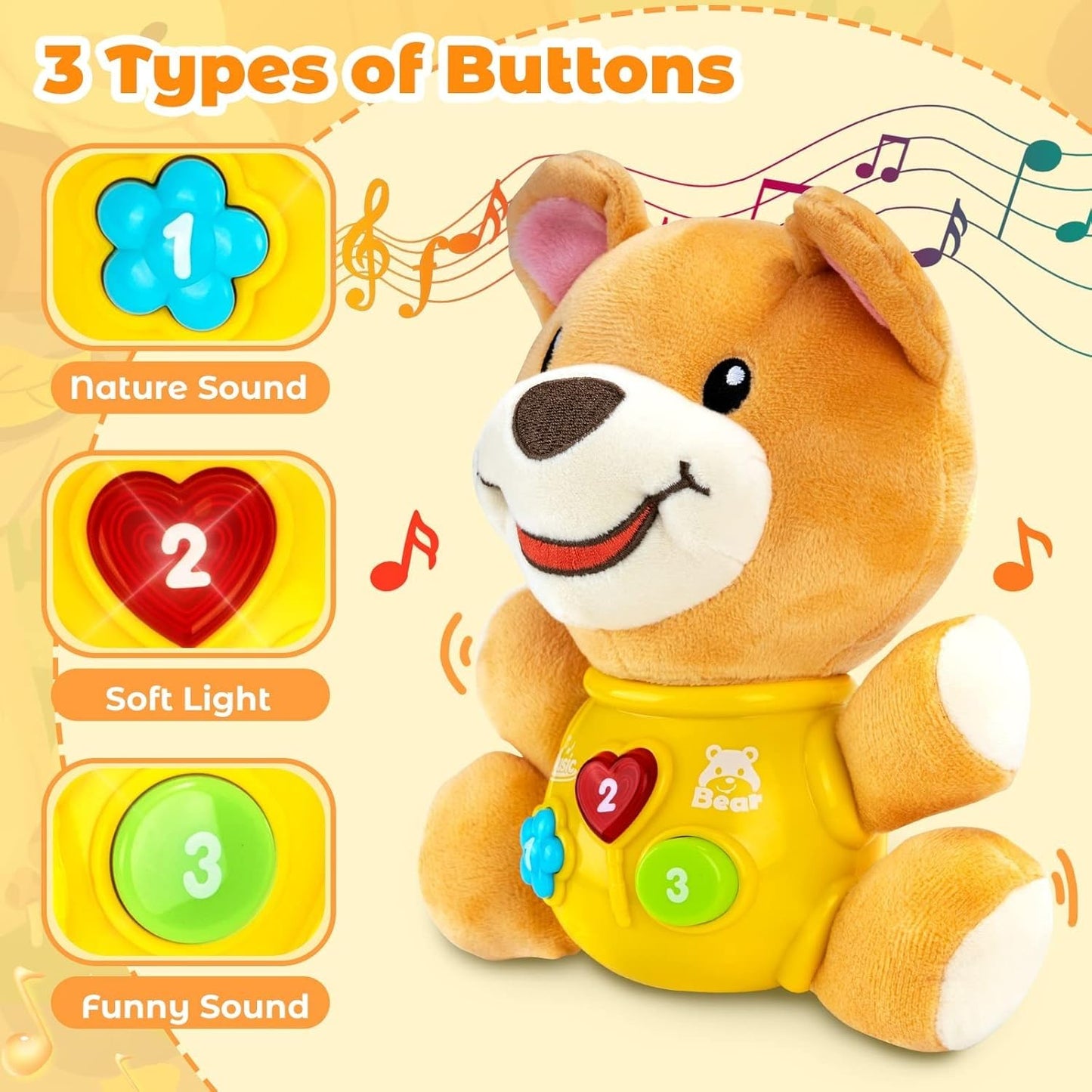 Tubbly Cute Musical Bear with Lights & Sounds – Fun Learning Toy for Babies & Toddlers 6M+