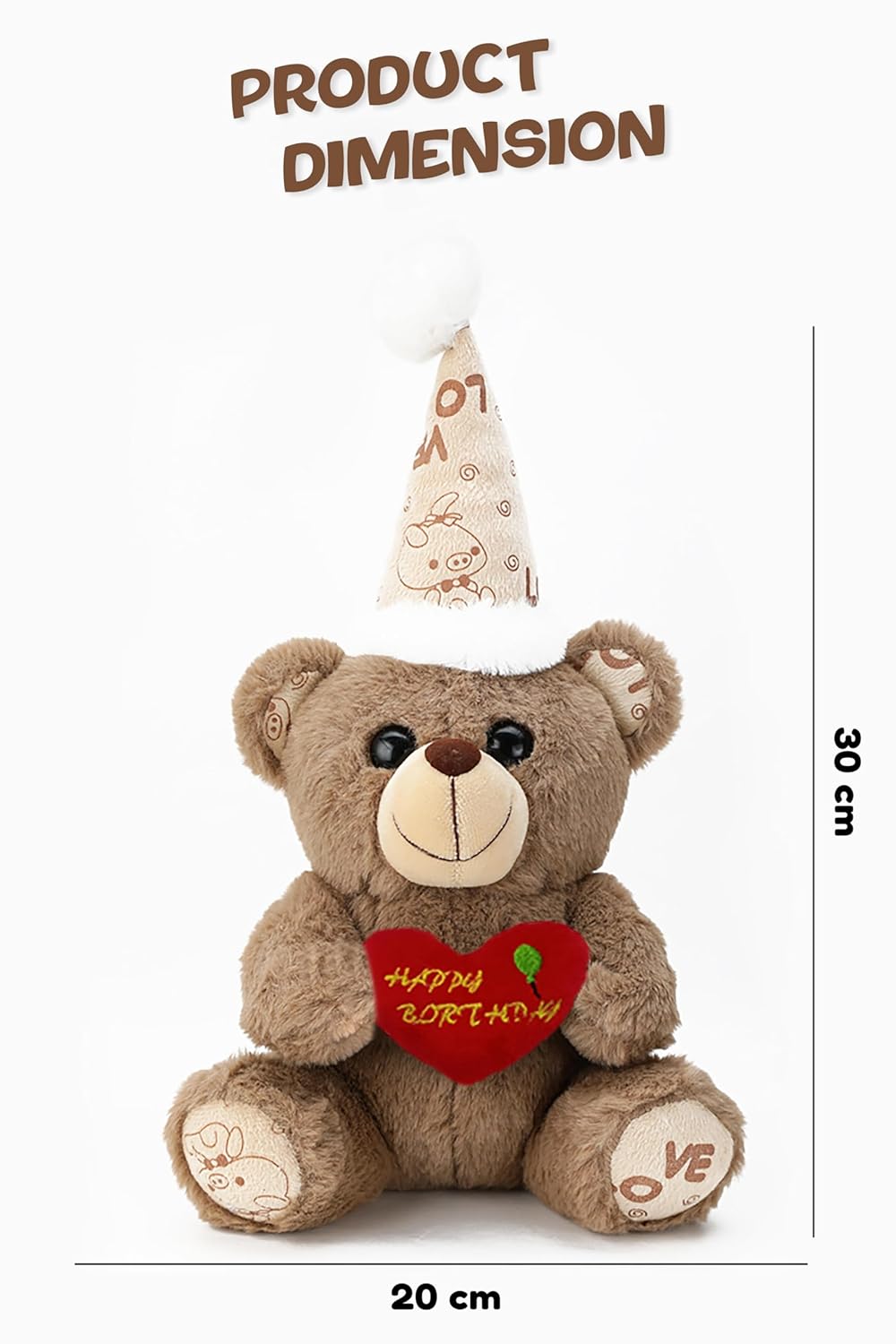 Wibbley Plush Teddy Bear with Heart – Soft Birthday Gift & Décor for Kids and Adults, Huggable Toy