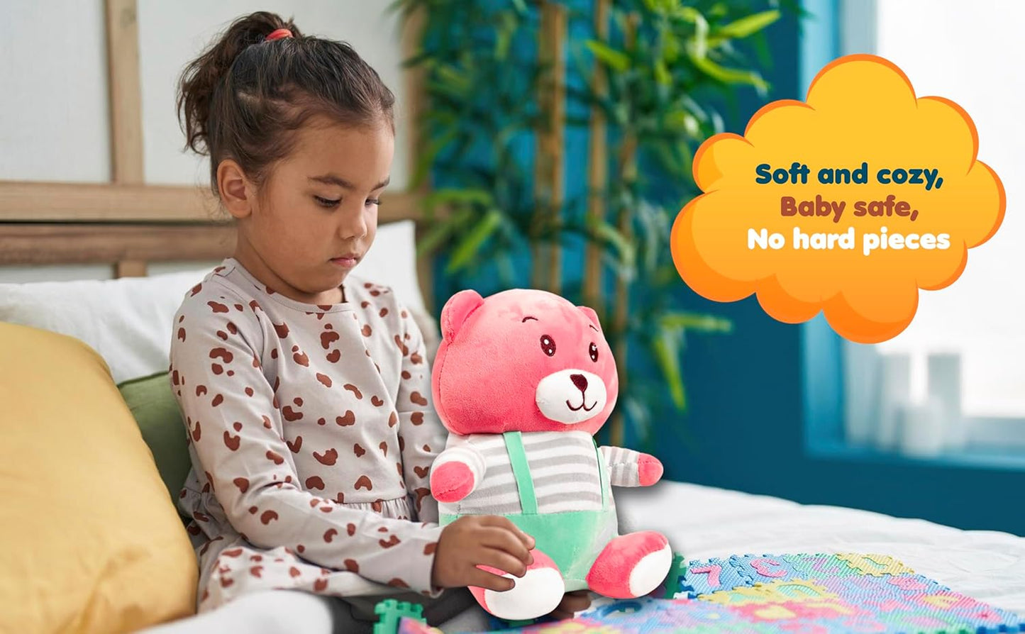 BLOSSOM BUDDY Adorable Teddy Bear Soft Plush Toy for Baby Girls – Perfect Gift for Kids' Birthdays