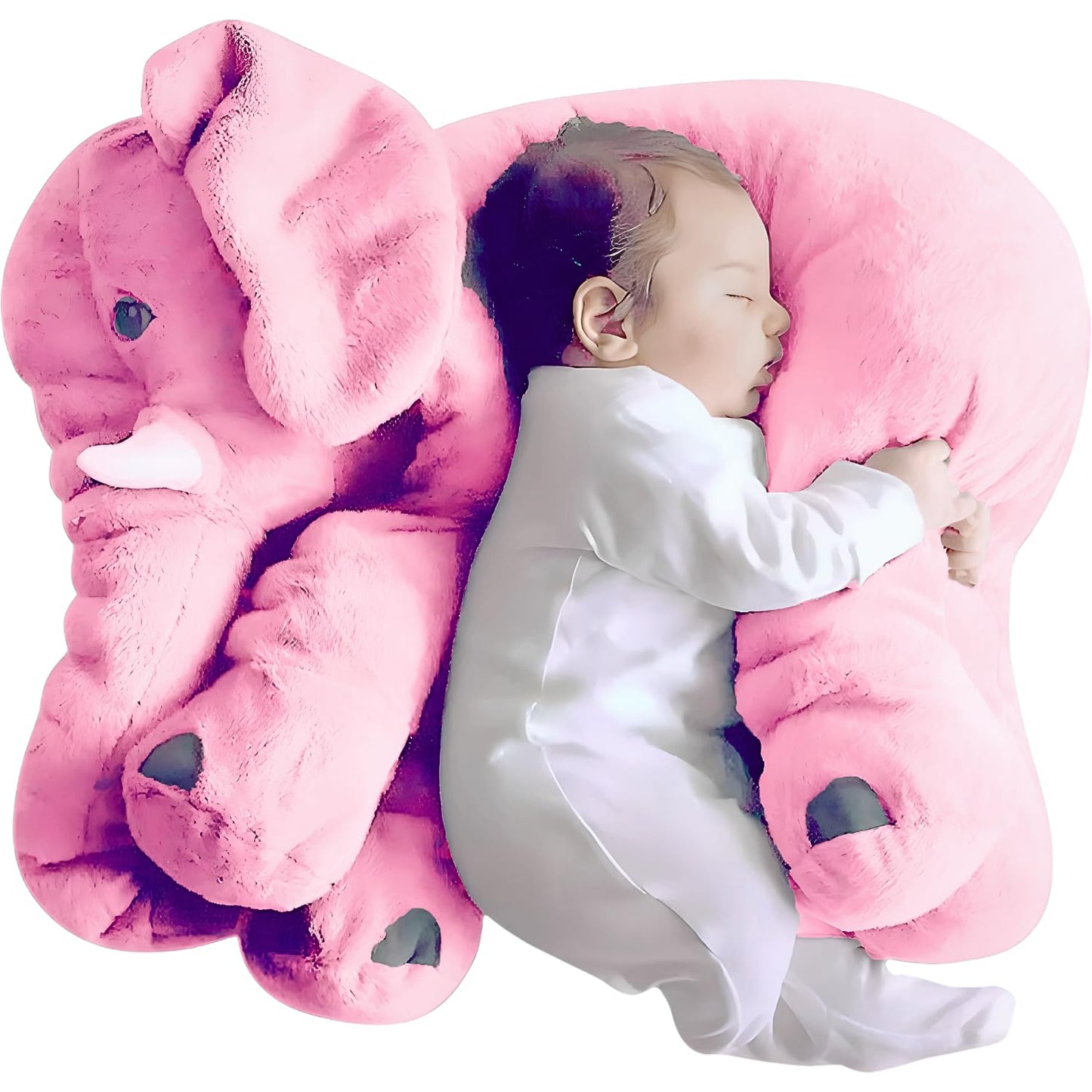 Snuzzle Big Stuffed Elephant Baby Pillow Soft Plush Toy for Kids – Cuddly Birthday Gift (Pink)