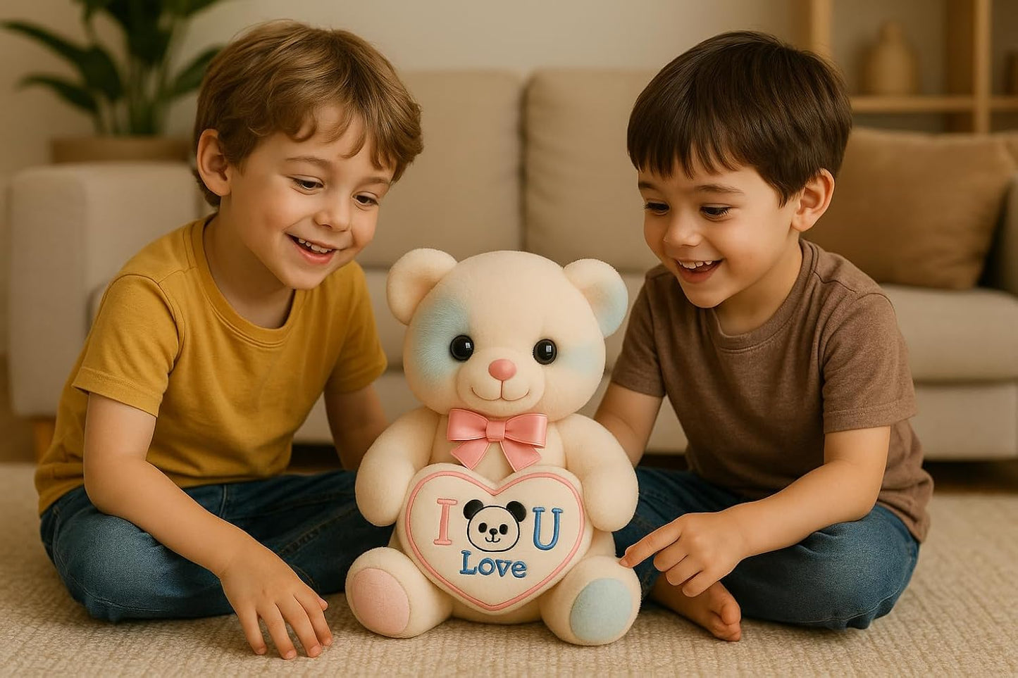 Snuggleo Cute Rainbow Teddy Bear with Heart – Soft, Huggable Plush Toy for Kids & Special Occasions