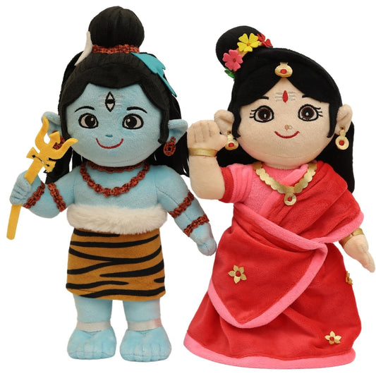 Pivana's Box Shiva-Parvati Plush Toy Duo (Non-Musical) | Soft Gift Set for Babies & Toddlers