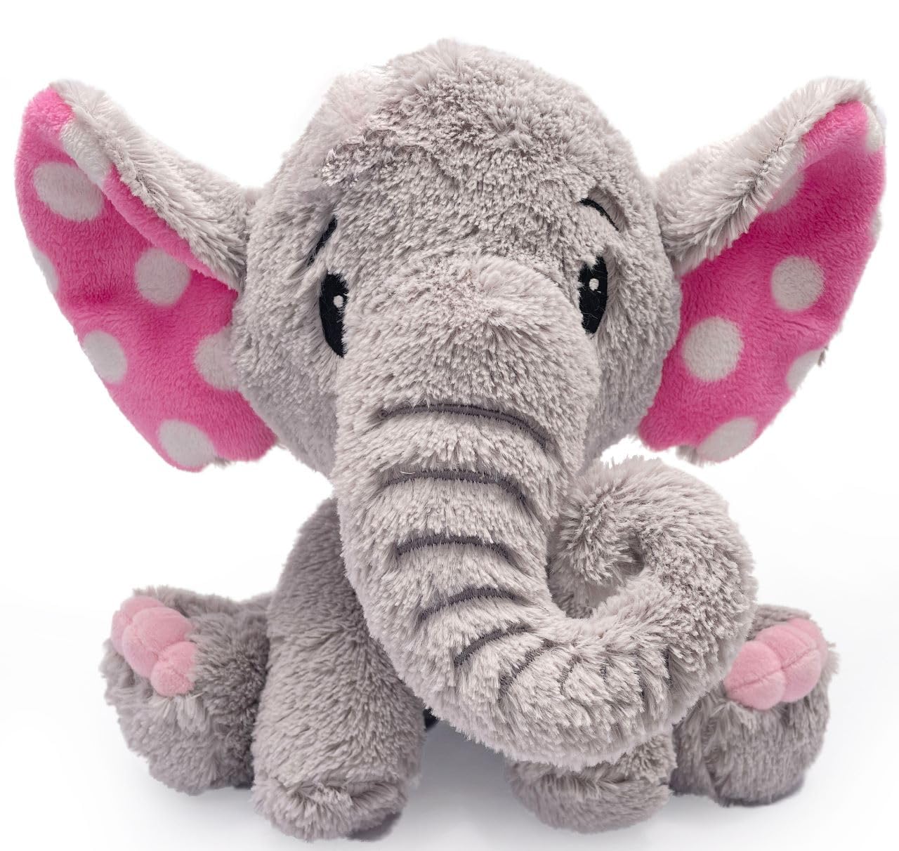 Mhahathi Enchanting Plush Grey Elephant Toy – Cute 25cm Stuffed Animal with Pink Polka Dot Ears