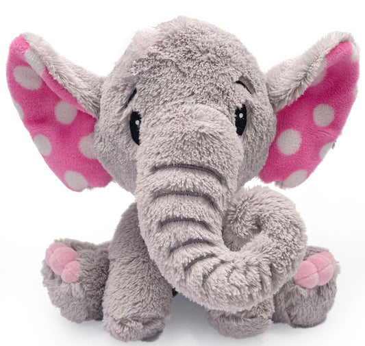 Mhahathi Enchanting Plush Grey Elephant Toy – Cute 25cm Stuffed Animal with Pink Polka Dot Ears