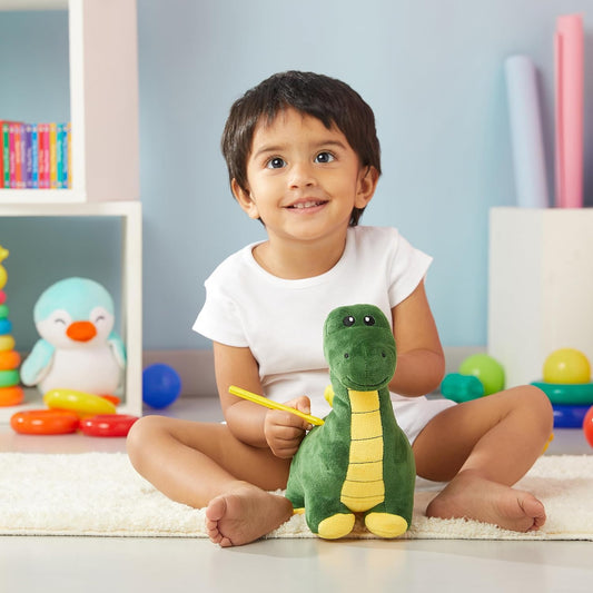 Aurelia Joy - Dinosaur Plush Soft Toy for Kids, Super-Soft & Safe, 34cm, Green & Yellow, Unisex Gift