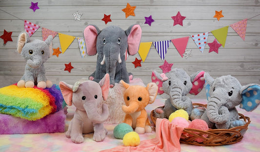 Mhahathi Enchanting Plush Grey Elephant Toy – Cute 25cm Stuffed Animal with Pink Polka Dot Ears
